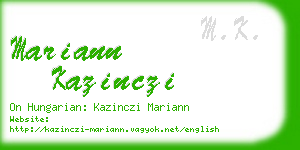 mariann kazinczi business card